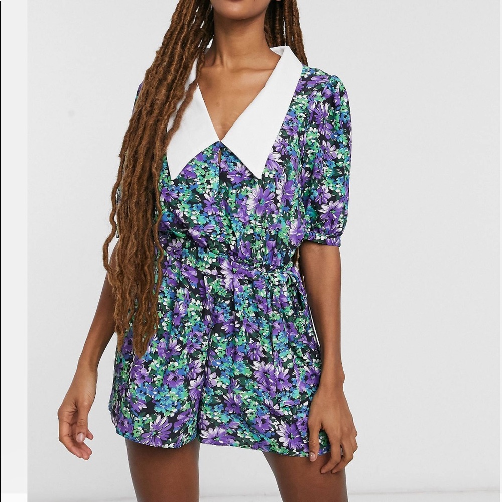 ASOS Design Contrast Collar Romper